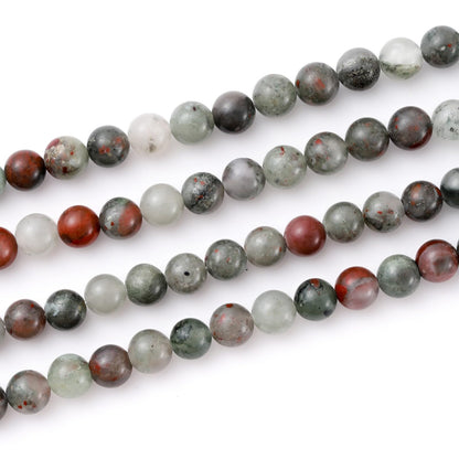 8mm 45pcs DIY Natural African Blood Stone Beads Round Healing Crystal Gemstone Loose Beads for Jewelry Making Handmade Bracelet Necklace