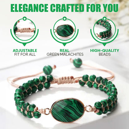 "SS Boutique" Green Malachite Healing Bracelet, Handmade Braided Gemstone Bangle for Meditation, Energy, Spiritual Protection & Mental Balance - 1pc Yoga Bracelet with Premium Gift Box