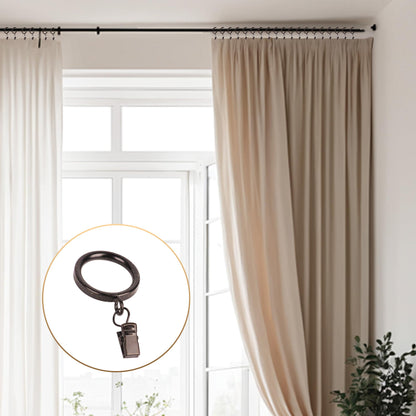 XHLTTBD 38 Pack 1.25 Inch Half-Round Coffee Gold Curtain Clip Rings - Heavy Duty Iron, Quiet Glide, Rustproof, Fits 1.0-1.2 Inches (Curtain Rod Required, Non-Drill)
