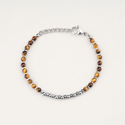 GAVU Men’s Hematite Tiger Eye Bracelet, Natural Crystal Beads Bracelet for Men