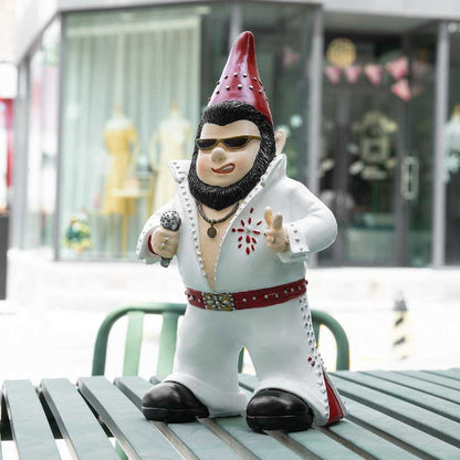 Jy.Cozy Large Singer Gnome Garden Statue Outdoor Resin Dwarf Figurine Decor Home Decoration Funny Sculpture for Patio Poch Yard Backyard Ornament Housewaiming Unique Gift