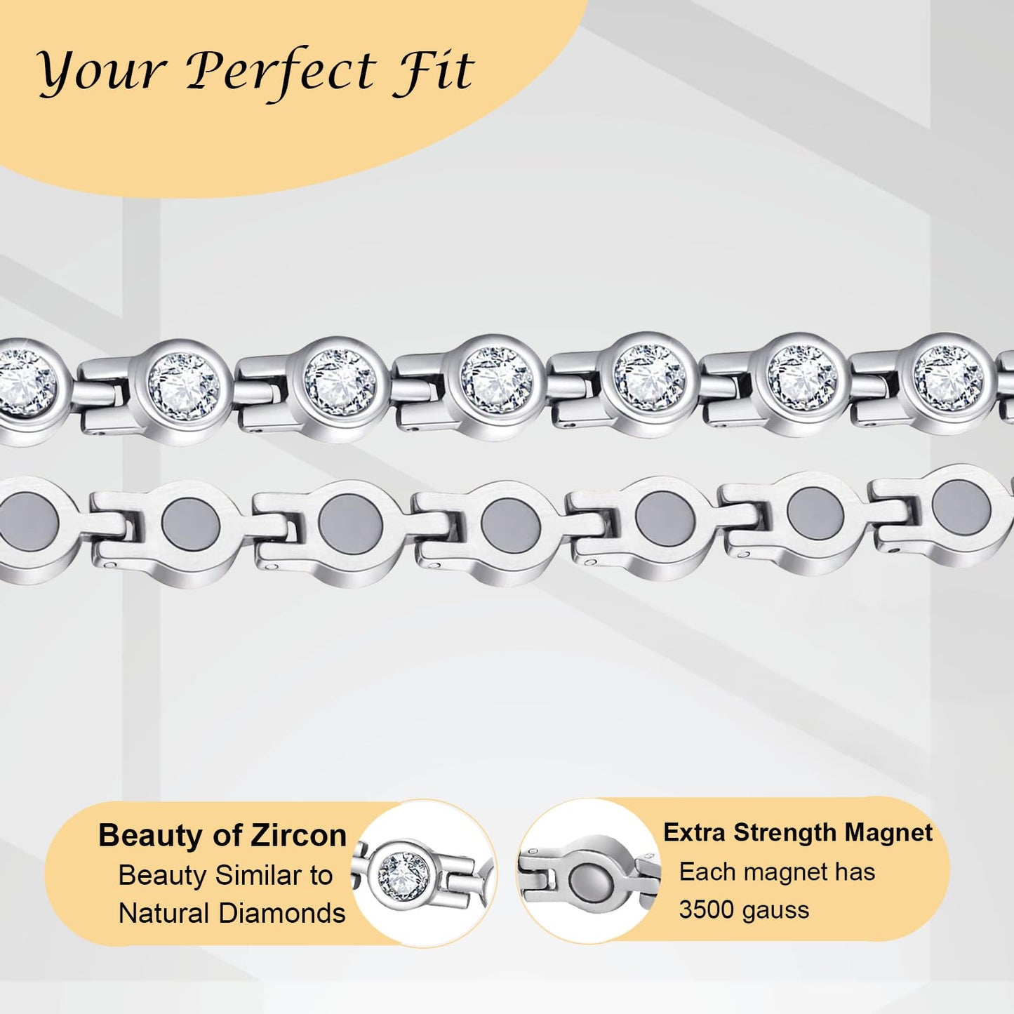 UtenoTureH Magnetic Bracelets for Women, Titanium Steel Magnetic Bracelets with Neodymium Magnets & Sparkling Crystals Jewelry Gifts