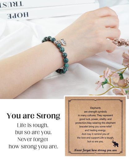 ZLLOO Natural Stone Healing Bracelet Gifts for Women, Encouragement Blessing Bracelets for Women, Anxiety Relief Items Inspirational for Women