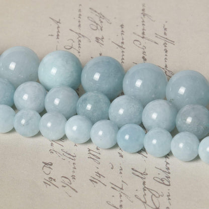 About 45pcs 8mm Natural Stone Beads Aquamarine Beads Crystal Gemstone for Jewelry Making, DIY Bracelet Necklace