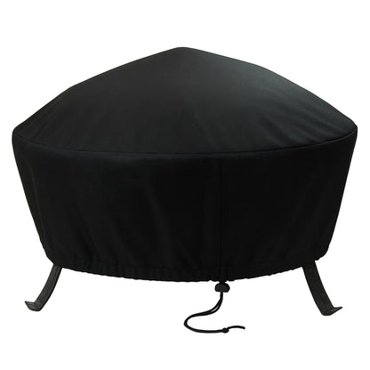 Sunnydaze 58-Inch Fire Pit Cover Round - Outdoor Fire Pit Cover - Weather-Resistant PVC with Drawstring Closure - Durable Protection for All Seasons - Black