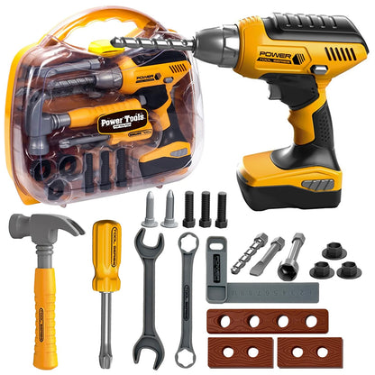 Playhiland Pretend Play Kids Construction Kits, Kids Tool Set with Electronic Toy Drill & Tool Box, Toy Tools Christmas Birthday Gift for 3 4 5 6 7 8 Year Old Boys & Girls