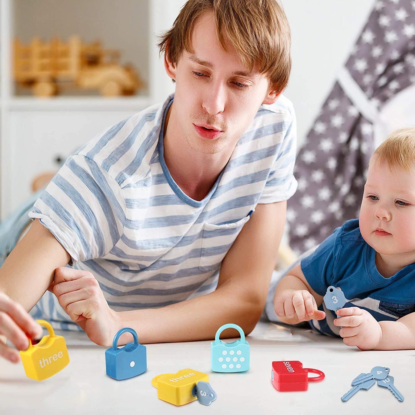 Lerdots Kids Learning Locks with Keys, Montessori Counting Toys for Toddlers, 1-10 Dots Number Matching Toys, Preschool Math Learning Activities for Ages 3 4 5 Boys Girls, Educational Gifts
