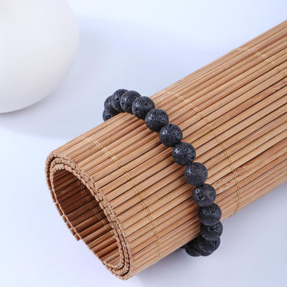 Bymitel 8mm Black Lava - Handmade Reiki Gemstone Stretch Bracelet, Natural Beauty & Spiritual Essence, Crystal Healing for Unisex Adults