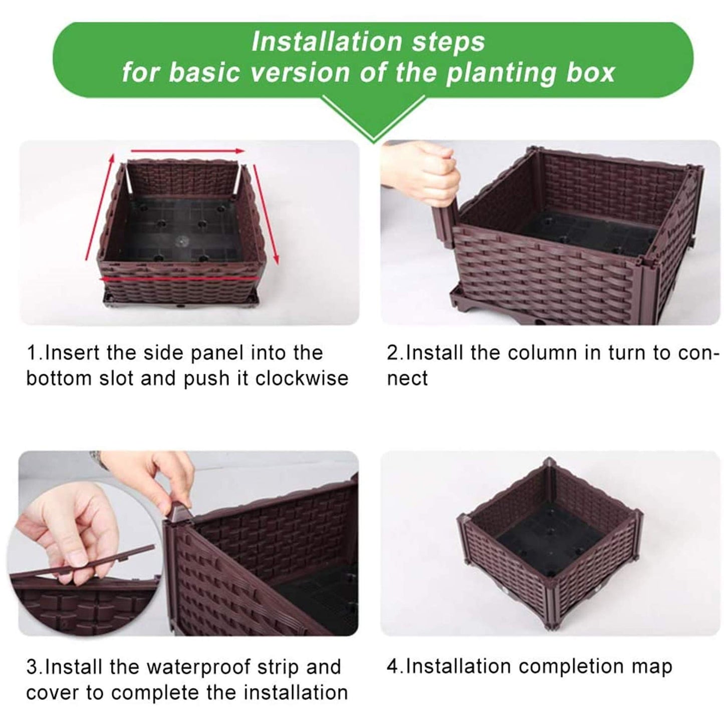 FMXYMC Elevated Planting Box, Outdoor Planter Boxes with Legs, Modern Rattan-Style Plastic Plant Stand, Garden Raised Bed for Vegetables,48"x16"x14"/120x40x36cm