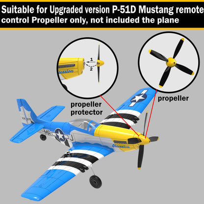 LEAMBE 3 Sets of 4-Blade Propeller Spare RC Plane Propellers Compatible with P51 Mustang & P40 Warhawk Remote Control Airplane Nose Cone