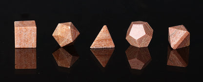 Crocon Chocolate Jasper 5Pcs Platonic Solids Crystal Geometry Set, Platonic Solids Sacred Geometric Stones for Meditation Reiki Balancing Healing Chakra Stone Cleansing Spiritual Good Luck (1520 mm)