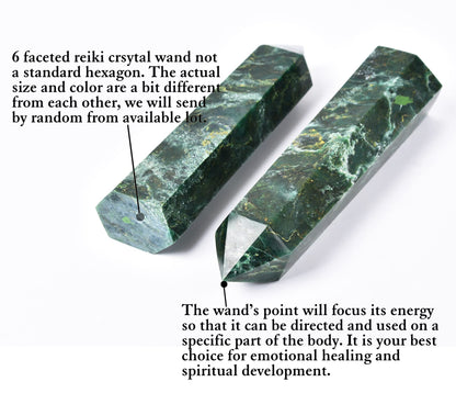 AMOYSTONE Large Crystal Obelisk Emerald Quartz Tower Green Healing Crystal Wand Point 6 Faceted Reiki Meditation Stone 2.2-2.6 LBS
