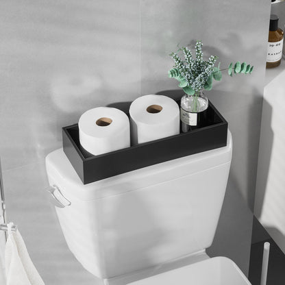 ZHWS Toilet Paper Basket, Bathroom Basket for Counter Toiletires Decor Towel TP, Back of Toilet Organizer Storage, Guest Toilet Tank Tray, Vanity Tray for Perfume Makeup Kitchen 15"x6"x3" Black