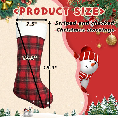 aokansha 4 Pack Buffalo Plaid Christmas Stockings 20'' Large Xmas Stocking with Plush Cuff Hanging Stocking Decoration for Holiday Home Wall Fireplace Christmas Tree Decor Kids Gift Ornaments Décor