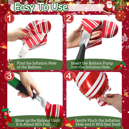 24 Pcs Christmas Balloons, Candy Cane Swirl Gift Box Balloons, Foil Red Green Pink Balloons Kit for Christmas Party Birthday Candy Themed Party Decorations