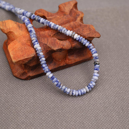 BONNY BOXX 1 Strand (150PCs) Natural 2 * 4mm Blue Dot Rondelle Beads, Natural Abacus Disk Stone Beads Loose Spacer Gemstone for DIY Bracelet Necklace Jewelry Making