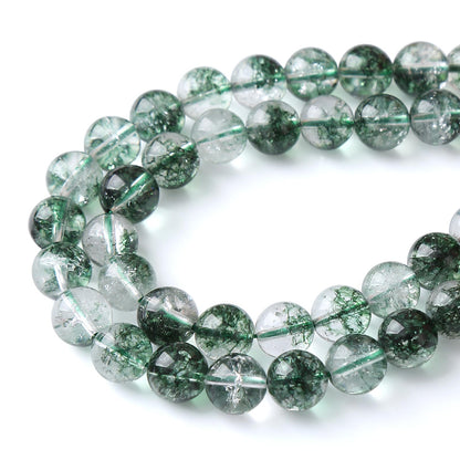 8MM 46PCS Natural Stone Dark Green Crystal Beads Ghost Quartz Loose Beads for Jewelry Making DIY Bracelet