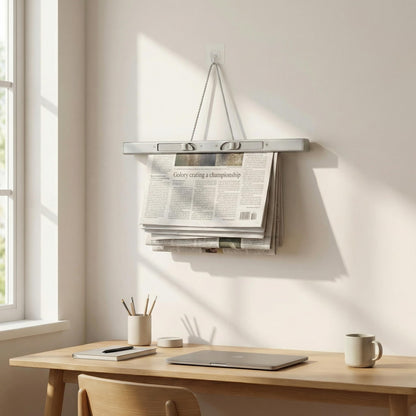 lcocove Aluminum Alloy Newspapers Holders for Office，Home,Newspaper Rack Can Hold 30 pages,Newspaper Hanger Holding Files on the Wall to Save the Space