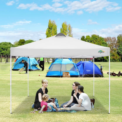 COBIZI 10x10 Pop Up Canopy Tent, One Push Outdoor Gazebo with 4 Removable Sidewalls & Air Vent, Waterproof Commercial Easy Up Adjustable Canopy with 4 Sandbags, 4 Stakes & 8 Ropes for Party, White