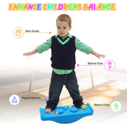 Seenelling Maze Balance Board for Kids 22.83" Wobbling Rocker Balance Board with 2 Mini Balls and 3 Anti-slip Strips PE Curvy Sensory Training Equipment Toy for Toddler Children Adults Boys Girls