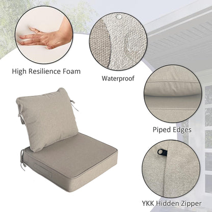 Garden lucky 19"x19" Outdoor Universal Cushion Set of 1, Patio Cushions with Handles & Ties, Water-Proof Stain-Resistant UV Resistant Weather Resistant High Resilience Foam with YKK Zippers,Riverbed