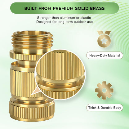 Dalmbox Solid Brass Garden Hose Quick Connect Fittings, 3/4" GHT,Quick Connect Kit, Female &Male Connectors with Extra Washers, Leak-Resistant, Quick Release Hose Connector for Garden Watering,4 sets