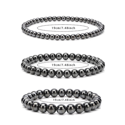 Risyfjew 4MM Handmade Black Obsidian Natural Gemstone Stretch Elastic Bracelet,PE Film Anti-oxidation Packaging Natural Stone Crystal Healing Power Energy Gifts for Adult