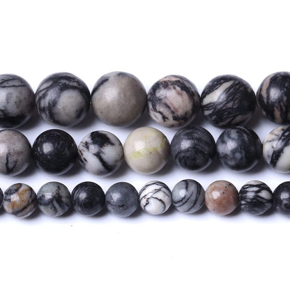 45PCS 8MM Natural Black net Work Beads Round Loose Stone Beads for Jewelry Making DIY Energy Stone Healing Power Bracelet 15"
