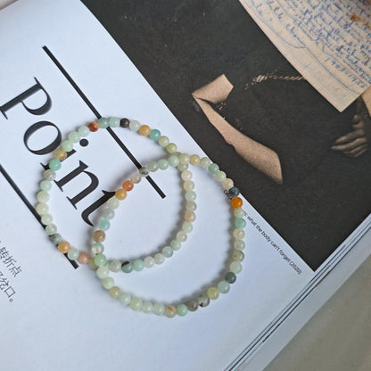 CHCCOYE 4mm Natural Healing Gemstone Bracelet Handmade Yoga Stretch Elastic Bracelet Stress Relief Crystal Jewelry for Men and Women (4mm, Mulitcolor Amazonite)
