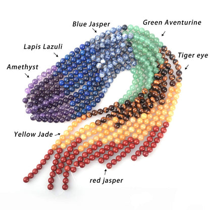 ICAI Beads 10mm Natural Colorful Stone Round Loose Stone Beads for Jewelry Making DIY Crafts Design 1 Strand 15" APPR.42pcs.