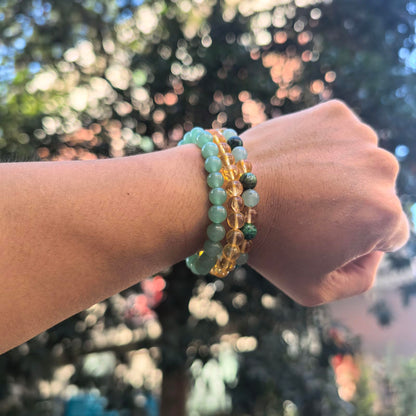 Crgwxzl 3pcs Wealth Money Bracelets,Healing Crystal Citrine African Turquoise Bracelets for Women Men,Lucky Feng Shui 8mm Natural Stone Green Aventurine Beaded Spiritual Gemstone Jewelry Gifts