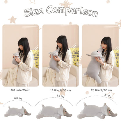 SQEQE Weighted Elephant Plush, Weighted Elephant Stuffed Animal, Cute Plushies Soft Pillow Toy Gift for Kids Adults 23.6 Inch, 3.1 Lbs
