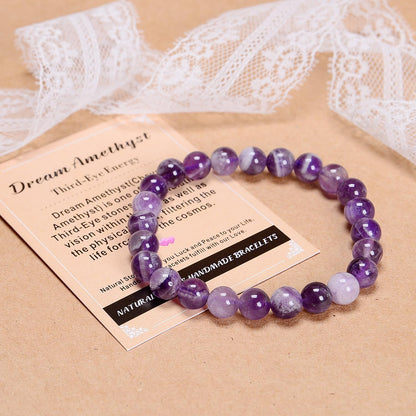 AD Beads Handmade Gemstone Stretch Elastic Bracelet Crystal Reiki Nature's Beauty and Spiritual Essence Unisex (6mm, Dream Amethyst (Third-Eye Energy))