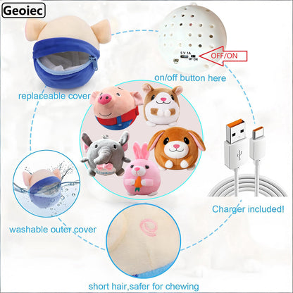 【2PCS】Interactive Dog Toys,Active Moving Pet Plush Toy with Recording & Music Modes,Jumping Squeaky Song shaking Interactive Dog Ball,Dog Toys to Keep Them Busy,Replaceable Coat (Blue Pig + Red Pig)