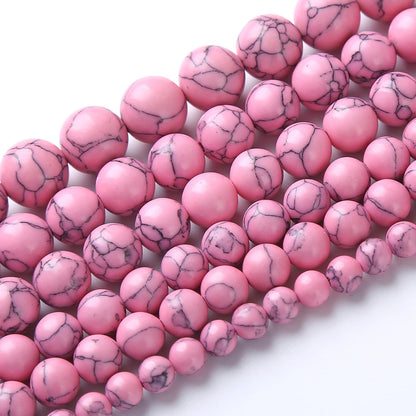 45pcs 8mm Pink Turquoise Beads Natural Stone Round Loose Spacer Beads for Jewelry Making DIY Bracelet Necklace 1 Strand 15inch