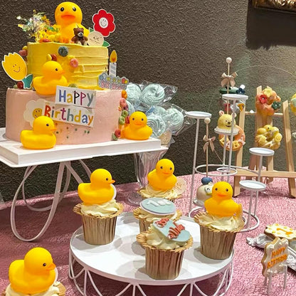 Kalafona Waterproof No Squeak No Hole No Bebe Noise 20 Pcs 3 Inch Rubber Funny Yellow Ducky Duck Bath Pool Toy Without Hole for Kid Shower Bathtub Toy Birthday Party Decor Cake Topper in Bulk