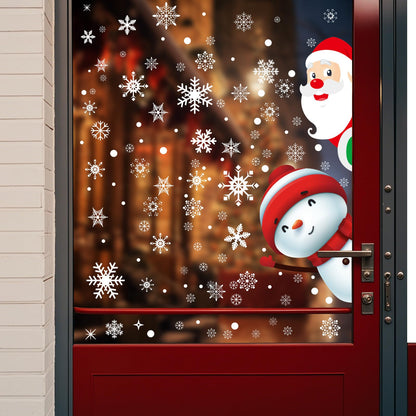 322Pcs Christmas Window Clings Xmas Snowflakes Decorations Santa Claus Reindeer Snowman Snowflake Xmas Decals Stickers for Glass Winter Holiday Home Party