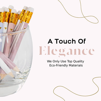 Markt Heart Pencils for Baby Shower Games and Bridal Shower Games, Mini Pencils, Small Pink Pencil Set For Game Prizes, Bridal Pens (Blush)