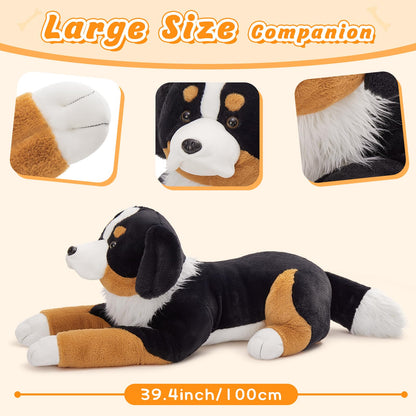 MaoGoLan Giant Bernese Mountain Dog Stuffed Animal Plush Toy, Big Large Jumbo Soft Dog Hugging Pillow Toys, 39.3" Huge Size Cute Fluffy Plushy Oversized Plushie, Gifts for Kids