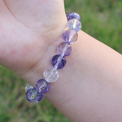 Iridescent Beads Healing Bracelet - Calming Chakra Quartz for Anxiety Relief & Stress Reduction, Yoga Jewelry Gift for Men Women (07 Ink Purple Healing Bracelet)