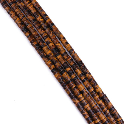BEADIA Natural Yellow Tiger Eye Spacer Beads Caps Loose Semi Gemstone for Beading Jewelry Making 6mmx3mm 38cm