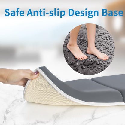JJGoo Bath Kneeler with Elbow Rest Pad Set, 1.5 inch Kneeling Pad Mat for Bathtub Baby Bathing Parents, Painless Foam Mat with Toy Organizer Pockets, Non-Slip for Baby and Toddler Bathing，Dark Grey