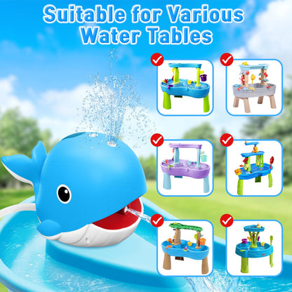Infowush Water Table Pump, Whale Rechargeable Water Pump for Water Table with Sprinkler, 3.5 Hours Non-Stop Fun Summer Outdoor Water Toys Outside Water Play Table Accessories for Kids Toddlers, Blue
