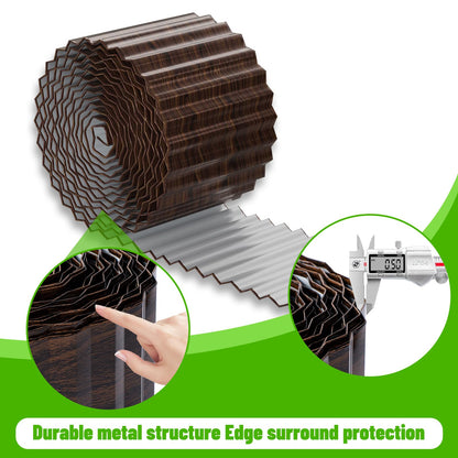 SnugNiture 3 Rolls Corrugated Metal Garden Edging,8" x 20' Landscape Edging Border,Sturdy Metal Lawn Edging for Landscaping, Garden,Flower Bed and Yard(Total 60 Ft)