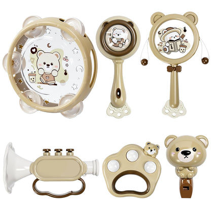 Baby Musical Toys for Toddlers 1-3: 6pcs Montessori Kids Musical Instruments Infant Baby Teething Toy with Rattle & Tambourine for Preschool Learning Birthday for Boys Girls