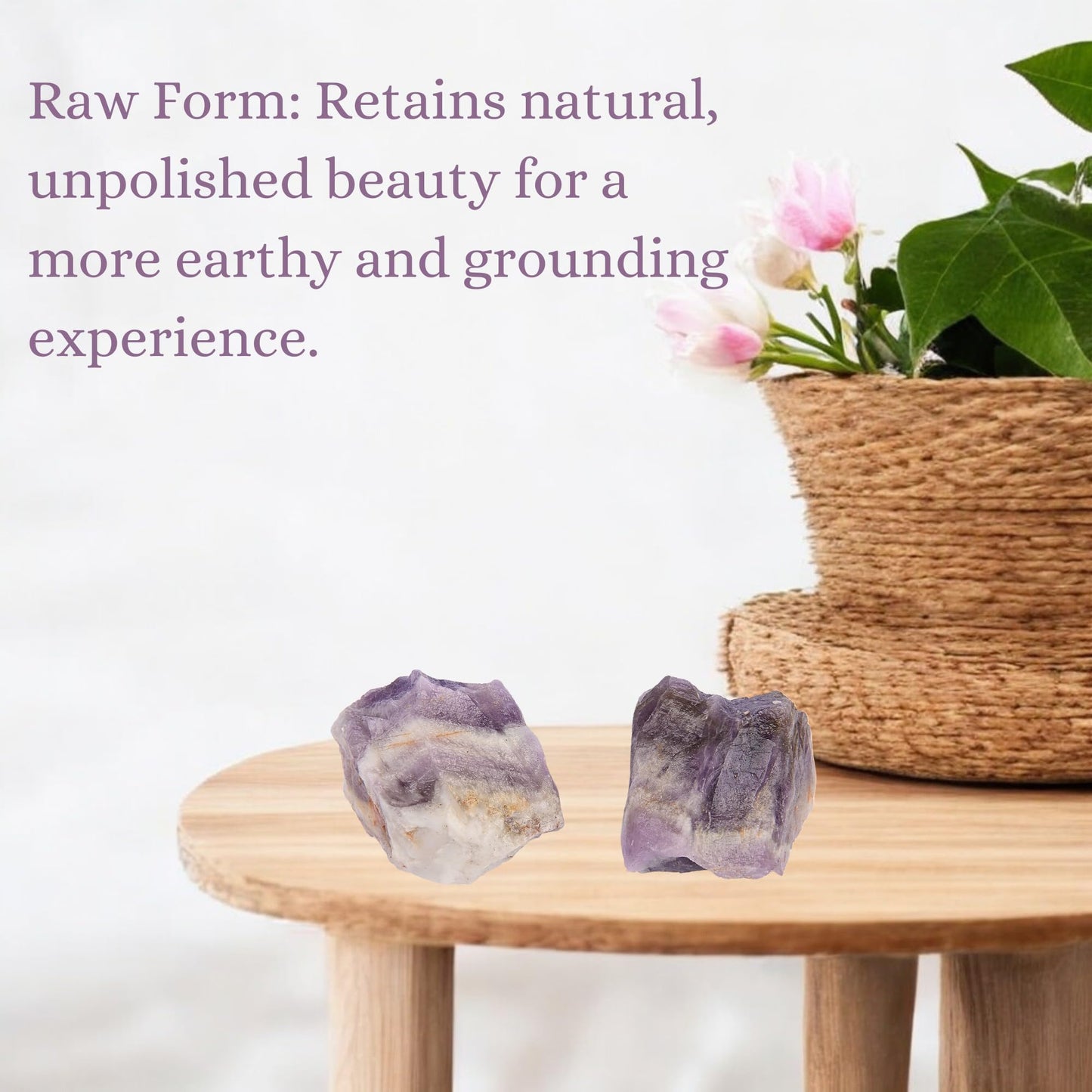 ANAYA AGATE Chevron Amethyst 2 Pcs Raw Crystals Rough Gemstones w/Authenticity Card, Velvet Pouch - Large 1.25–2.0" Raw Stones for Tumbling, Cabbing, Polishing, Cutting Natural Healing Crystals for Home Decor, DIY Stones