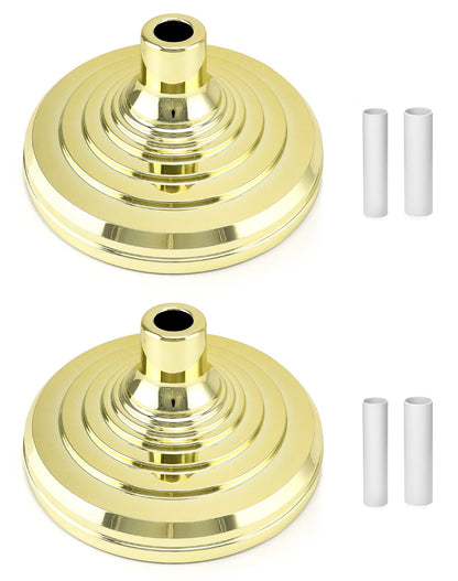 QWORK Flag Stand, 2 Pack Flag Base Stand for Indoor & Outdoor Flagpoles, Floor Base Stand, Compatible with 1.3 Inch and 1.1 Inch Diameter Flag Pole - Gold