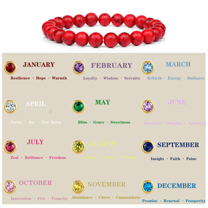 Crgwxzl July Birthstone Bracelets for Women Men,Healing Crystal Protection Stone Red Turquoise Beads Bracelet,String Wrap Zodiac Month Bracelets Birthday Jewelry Gifts