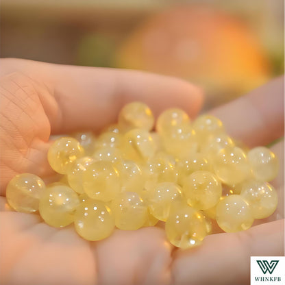 WHNKFB 6mm 100PCS Natural Citrine Round Beads, Smooth Polished Loose Yellow Crystal Beads for Jewelry Making Craft - 4mm 6mm 8mm 10mm Options with Free Elastic Cord