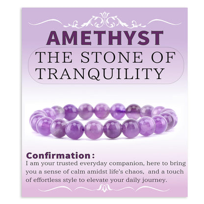 Bymitel 8mm Amethyst - Handmade Reiki Gemstone Stretch Bracelet, Natural Beauty & Spiritual Essence, Crystal Healing for Unisex Adults
